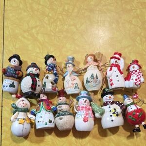 #9 Festive Snowman Ornaments Figurines Set